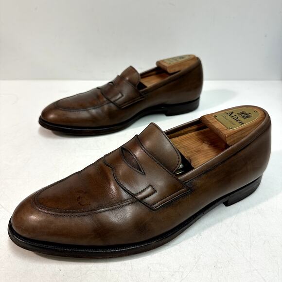 VERY GOOD Crockett & Jones Hand Grade Penny Loafer Brown Calf England US 9.5 - Picture 4 of 12